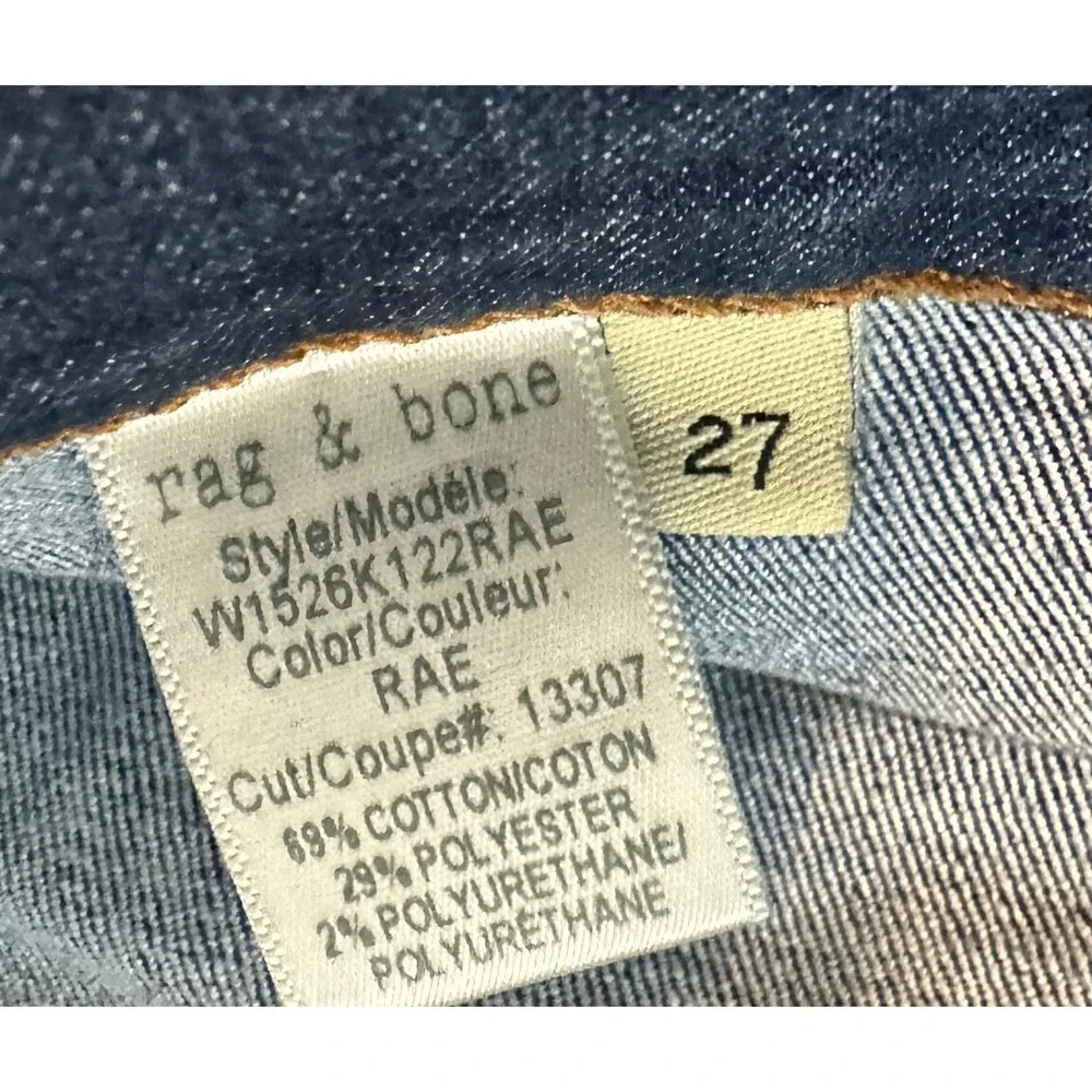 Rag & Bone JEAN Rae Capri Slim Jeans Dark Indigo W1526K122RAE Size 27